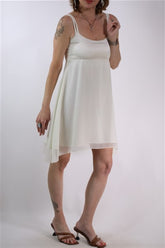 שמלת וינטיג רומנטית בשמנת- S